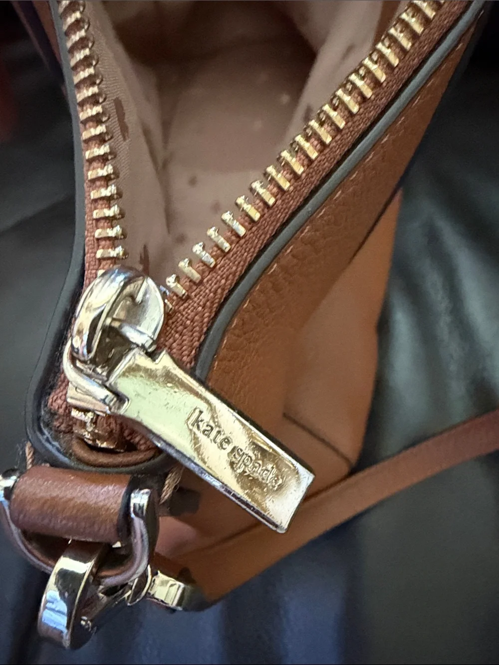 kate spade Tan Pebbled Leather Satchel with Removable Strap